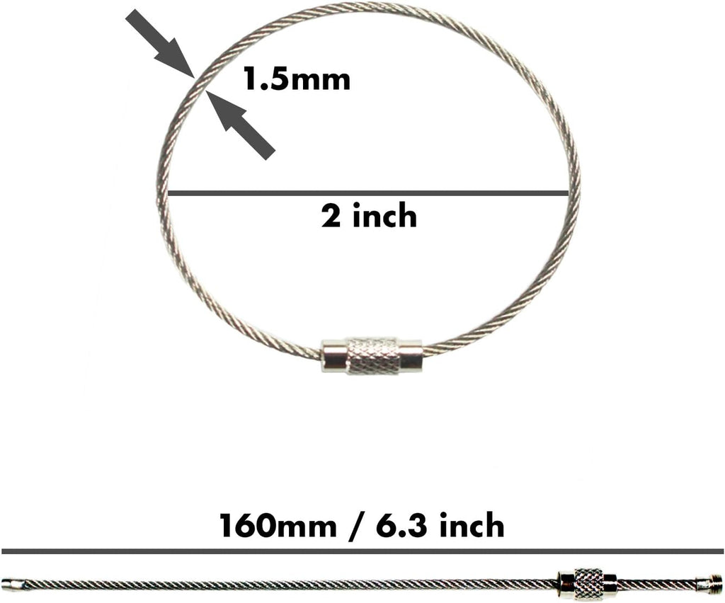 Millennial Essentials Stainless Steel Wire Keychains 1.5mm 6.3 Inches Aircraft Cable Key Ring Loops for Hanging Luggage Tags or ID Tags (5000 Pack)
