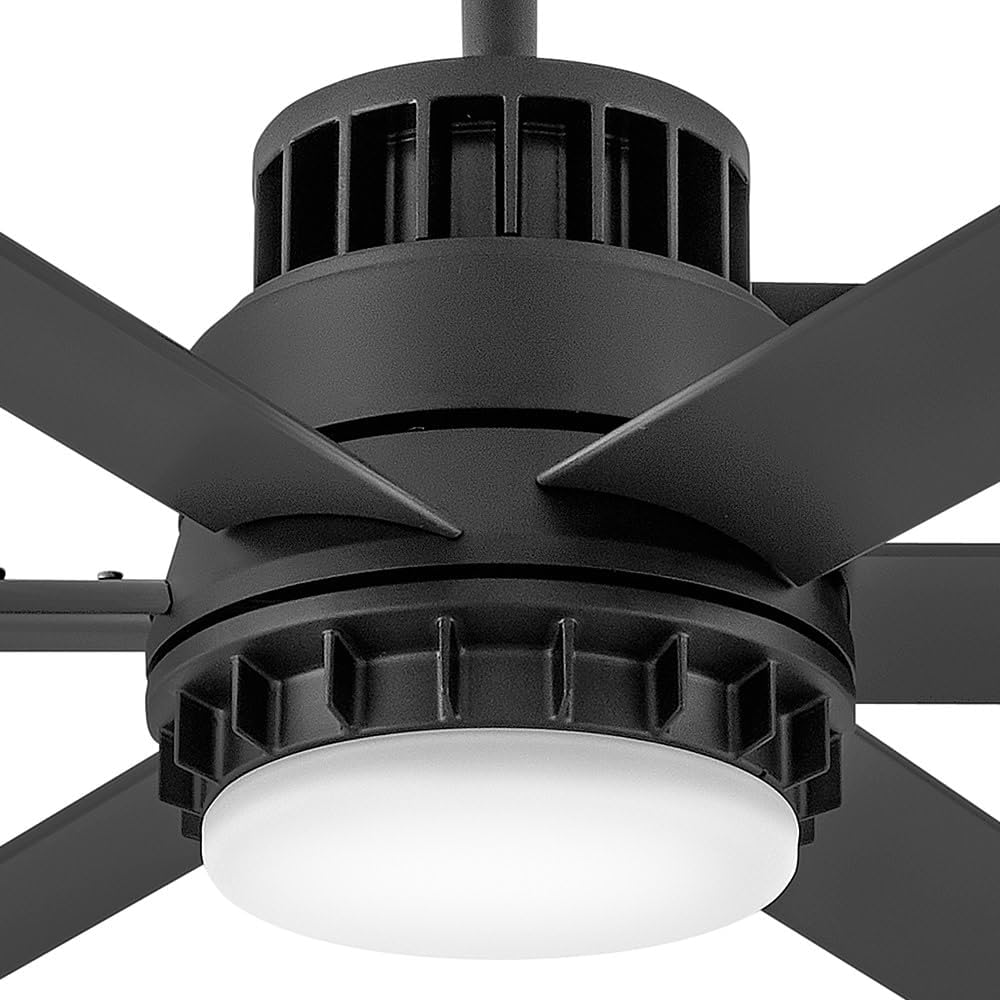Hinkley Draftsman 72' Indoor/Outdoor Smart Ceiling Fan with Light and Remote, Industrial Windmill Style with Alumninum Fan Blades, Integrated LED, Matte Black