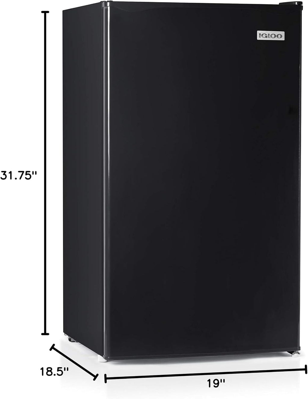 Igloo IRF32BK Single Door Compact Refrigerator with Freezer, Slide Out Glass Shelf, Perfect for Homes, Offices, Dorms, 3.2 Cu.ft