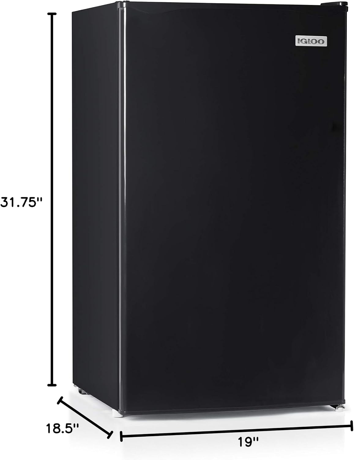 Igloo IRF32BK Single Door Compact Refrigerator with Freezer, Slide Out Glass Shelf, Perfect for Homes, Offices, Dorms, 3.2 Cu.ft