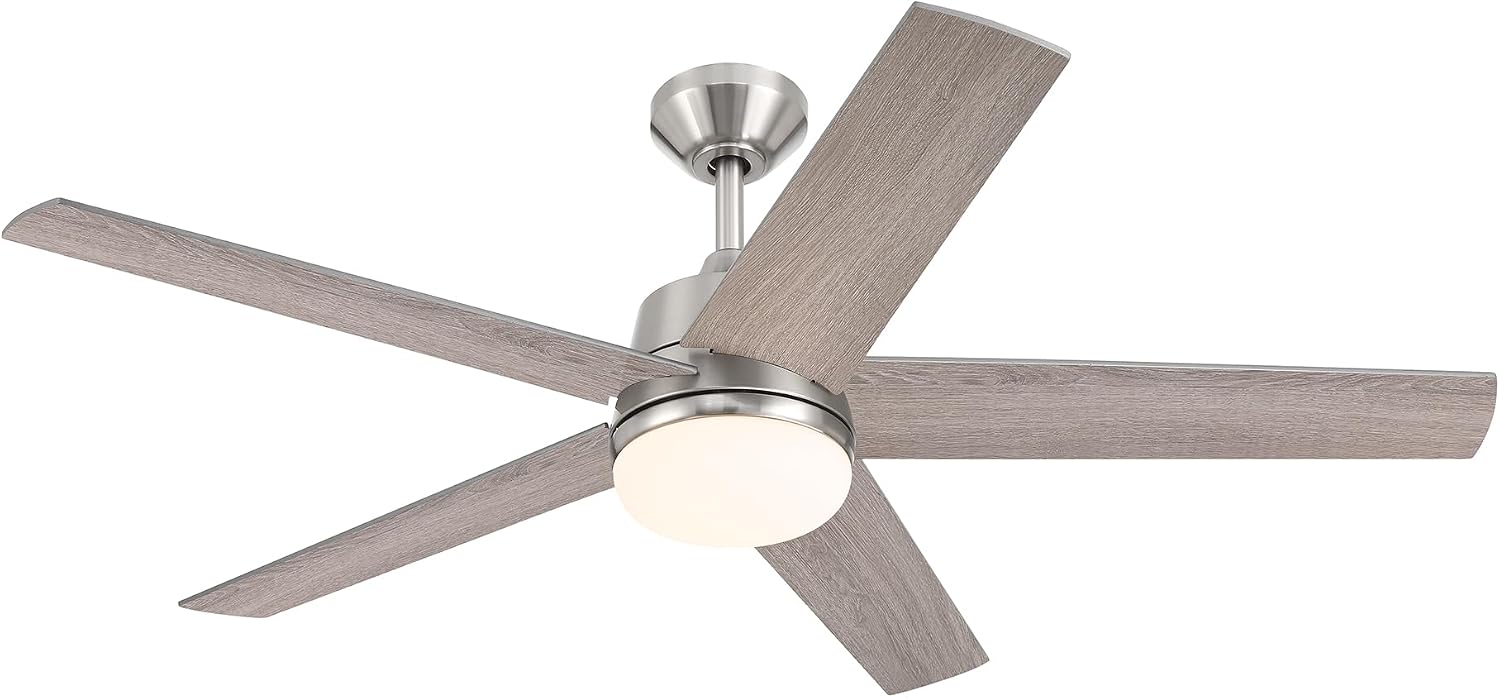 DESIGNERS FOUNTAIN Astrea Smart Ceiling Fan with Lights, 52 Inch LED Light Indoor Outdoor 5-Blade Fan, Remote Control, RGB, Brushed Nickel, FS-ATR52RGB-BN