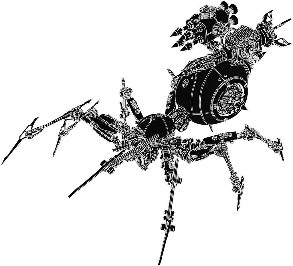 3D Metal Puzzle Spider Model Kit for Adults with Light, 602 PCS Mechanical Metal War Spider Steampunk Animal DIY Assembly Jigsaw Puzzle Model Desk Gifts for Adults