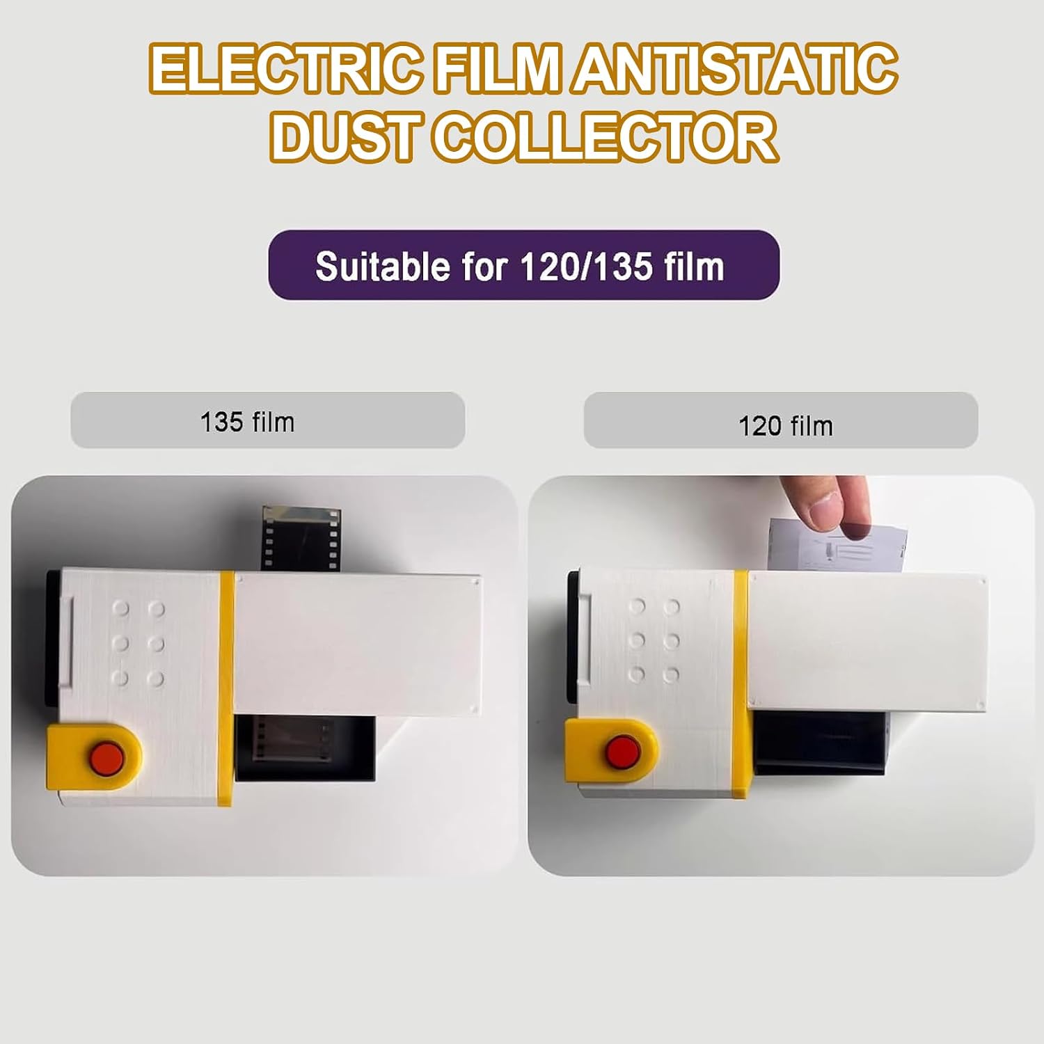 Electric Film Anti-Static Dust Remover, Anti-Static Film Brush, 135/120 Film Cleaning Brush with Filter Fan and Storage Box, Adjustable Brush Pressure Design, for Darkroom, Photo Shop