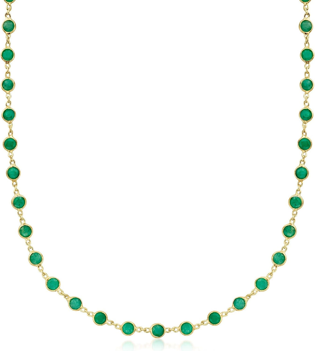 Ross-Simons 13.00 ct. t.w. Bezel-Set Emerald Necklace in 18kt Gold Over Sterling