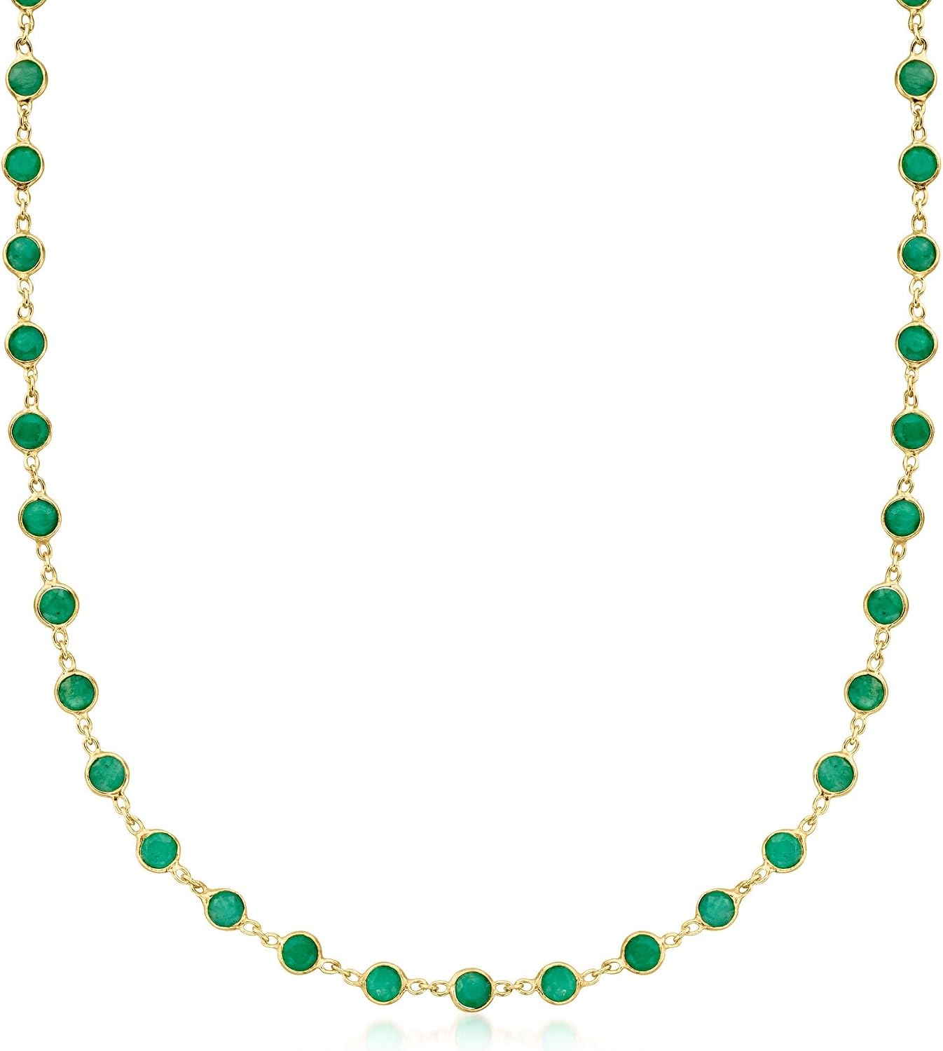 Ross-Simons 13.00 ct. t.w. Bezel-Set Emerald Necklace in 18kt Gold Over Sterling