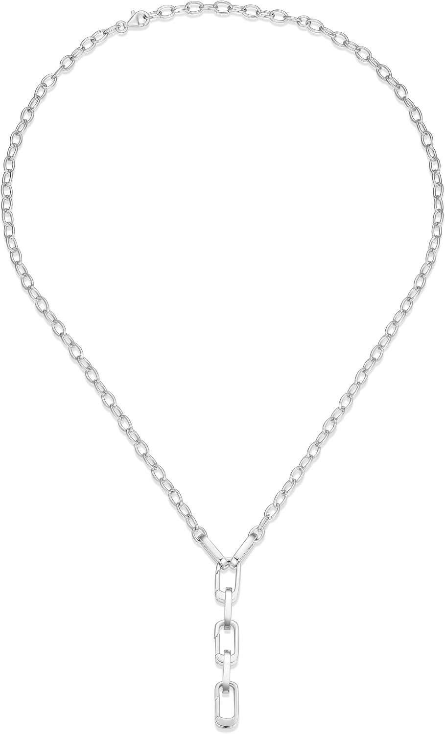 SCAMPER & CO .925 Sterling Silver Rhodium or 18k Yellow Gold Plated Carabiner Charm Necklaces for Women - Hypoallergenic Compatible Charms Sterling Silver Necklace for Women Modern Carabiner Design
