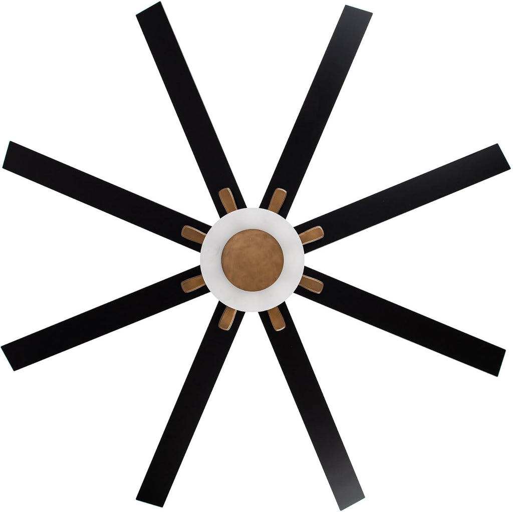 65'' Ceiling Fan with Light and Remote, Large DC Motor Fan, 6 Reversible Blades, 18W LED 3000K–5000K, Matte Black & Antique Brass Modern Ceiling Fan for Living Room Patio