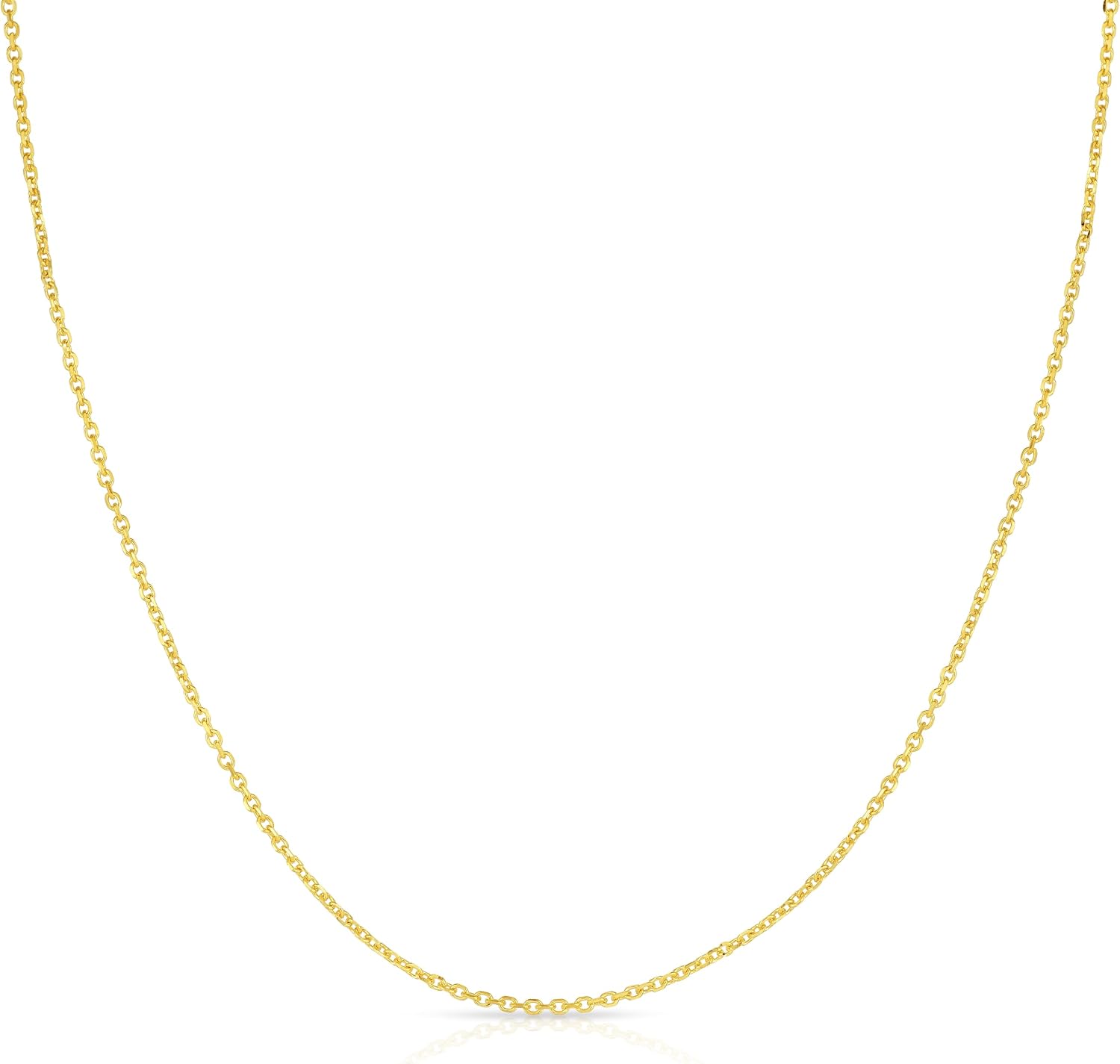 Floreo 10k Yellow Gold, White Gold, or Rose Gold 0.68mm Double Extendable Solid Diamond Cut Cable Chain Adjustable Necklace, 16' - 17' - 18 Inch