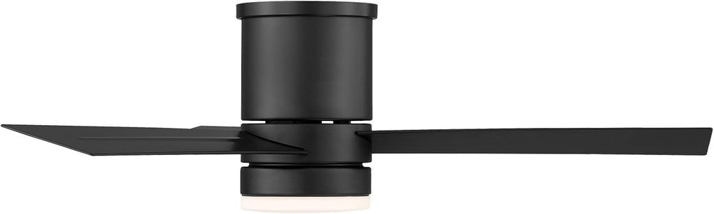Axis Smart Indoor and Outdoor 3-Blade Flush Mount Ceiling Fan 44in Matte Black with 3000K LED Light Kit and Remote Control works with Alexa, Google Assistant, Samsung Things, and iOS or Android App