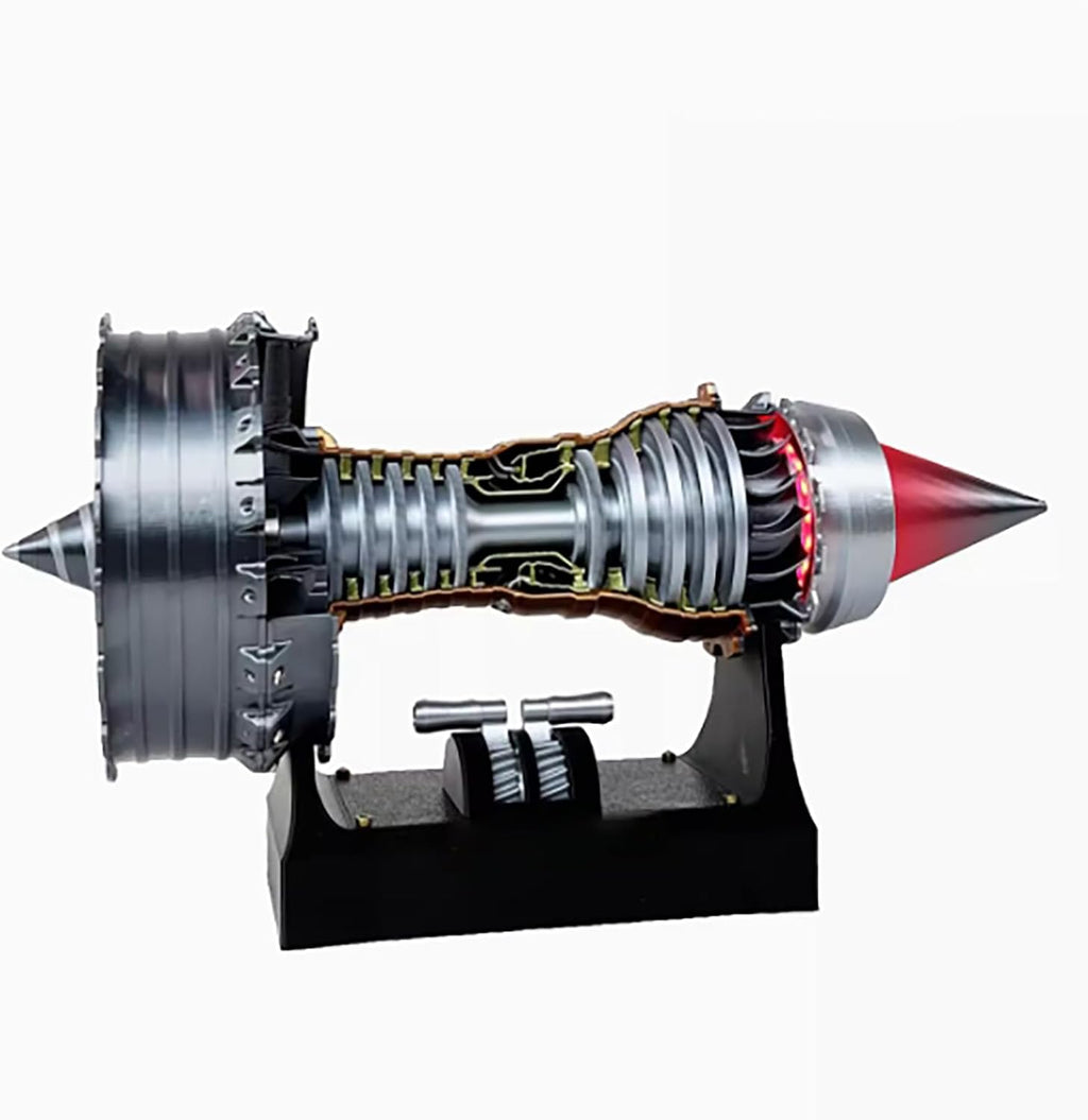 TR900 Turbofan Engine Model, Adjustable Speed Aircraft Engine Turbojet Engine Model with Light, Mechanical Science Education Toy Desk Decor Gift Ideal for Adult (24CM)