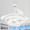 White 42' Retractable Fandelier Ceiling Fan with Lights Remote - Silent Dimmable Modern 6 Speed LED Chandelier Fan for Bedroom Living Room Kitchen