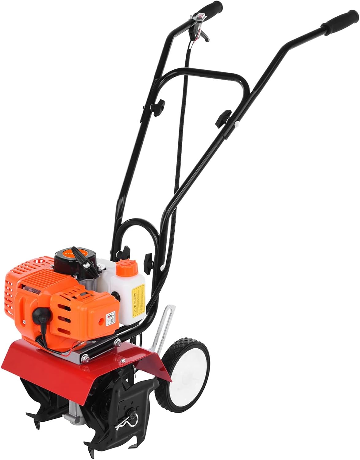 7.9-inch Tiller Cultivator,52cc 2 Stroke Gas Powered Petrol Cultivator,9000RPM 1.2L Fuel Tank 6-inch Working Depth,Tilling Width Digging 3HP/1.65kW,Garden Mini Tiller Accessory Orange