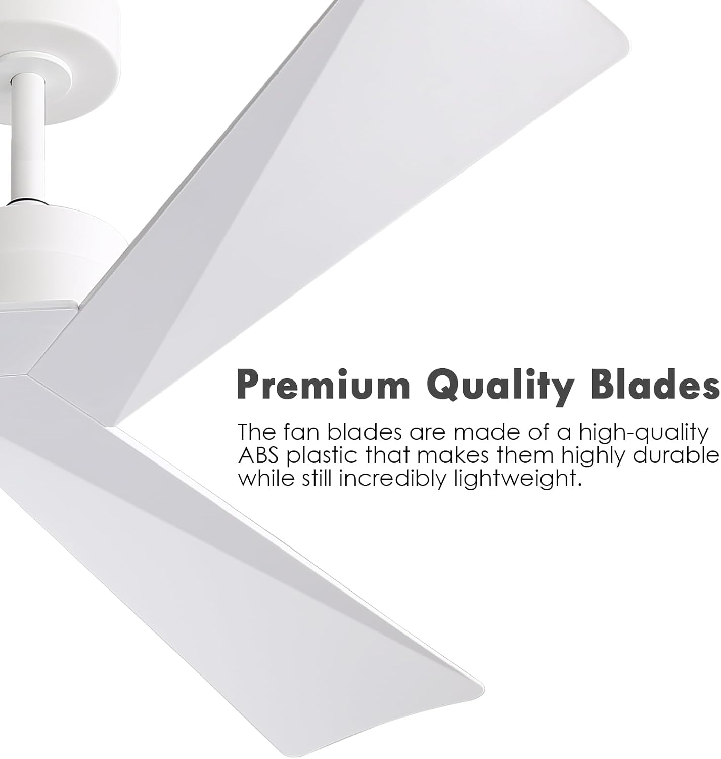 WINGBO 52' DC Ceiling Fan without Lights, White Ceiling Fan with Remote, 3 ABS Plastic Blades, 6 Speed Reversible DC Motor, Ceiling Fans No Light for Kitchen Bedroom Living Room