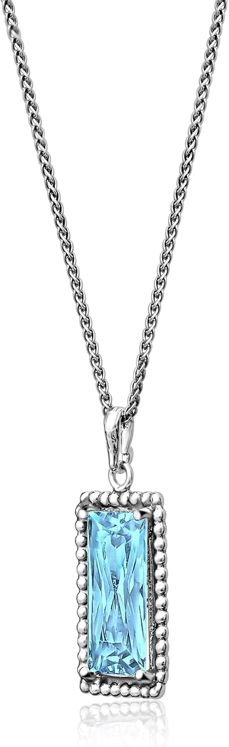 JEAN RACHEL JEWELRY 925 Sterling Silver Necklace for Women - Baguette with Cubic Zirconia Vintage Design - Hypoallergenic, Lead & Nickel Free - Artisan Handcrafted Statement Necklace