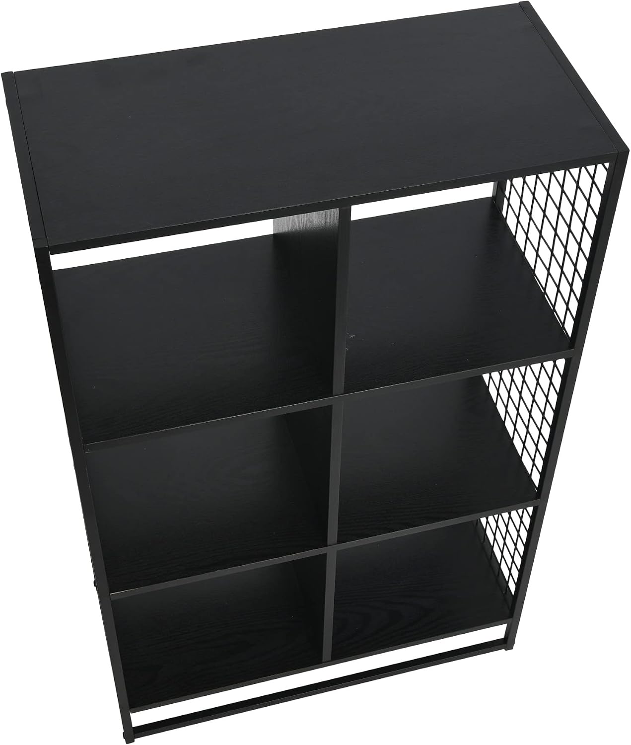 Household Essentials Black Oak & Iron Six Cube Wall Shelf