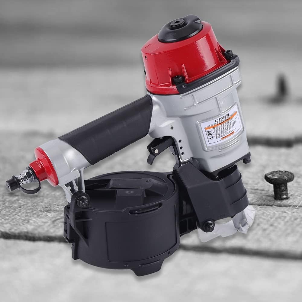 Pneumatic Coil Nailer, 300-350 Nail Capacity, 15° & 16° Nails, 0.98in-2.24in Compatible, Pneumatic Nailer for Woodworking, Pallets, Furniture, and Roofing