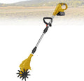 21v Cordless Tiller Cultivator, Gardening Tillers with 270RPM, 1 or 2 Battery Set, 20cm Width 25cm Depth, Portable for Lawn Garden Small Space Yellow-DualBlades-2batteries