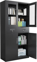 File Cabinet 2-Drawer Lateral with Lock, Metal Office Filing Cabinet for Letter/Legal/a4, Heavy Duty Storage Organizer, Full Extension Drawers, Anti-Tip Safety, Black, Home Office Organization