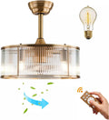 Ceiling Fan Light 18' Retro Caged Chandelier Kitchen Island Pendant Lamp With Remote 6Speeds Adjustable Speed Low Noise & Timing Function Stylish Exterior For Bedroom Study Living Room (40W Gold)
