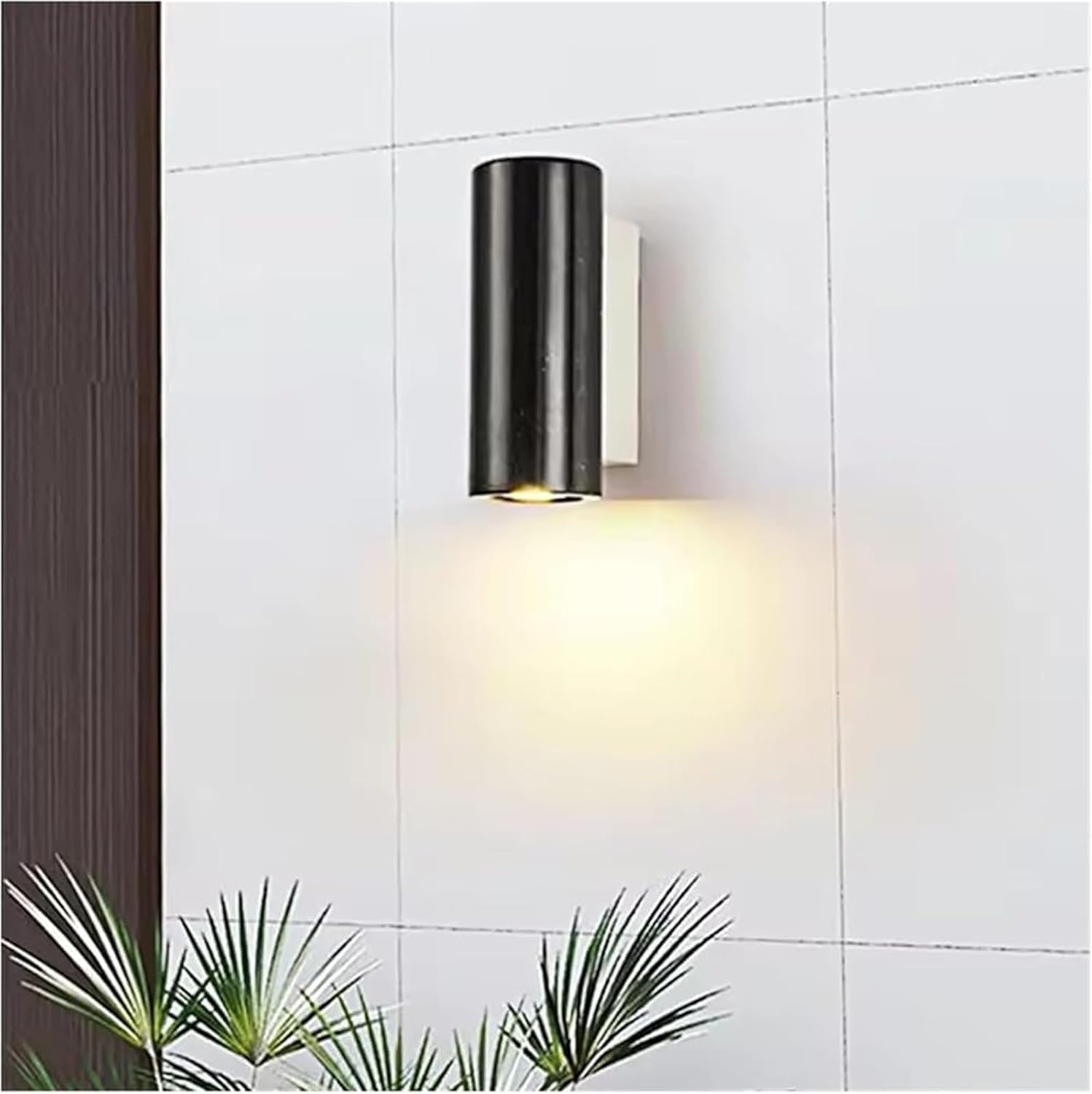 Nordic Minimalist Natural White Marble Modern Living Room Balcony Decoration Spotlight Landscape Corridor Warm Color Wall Lamp Simple(Black)