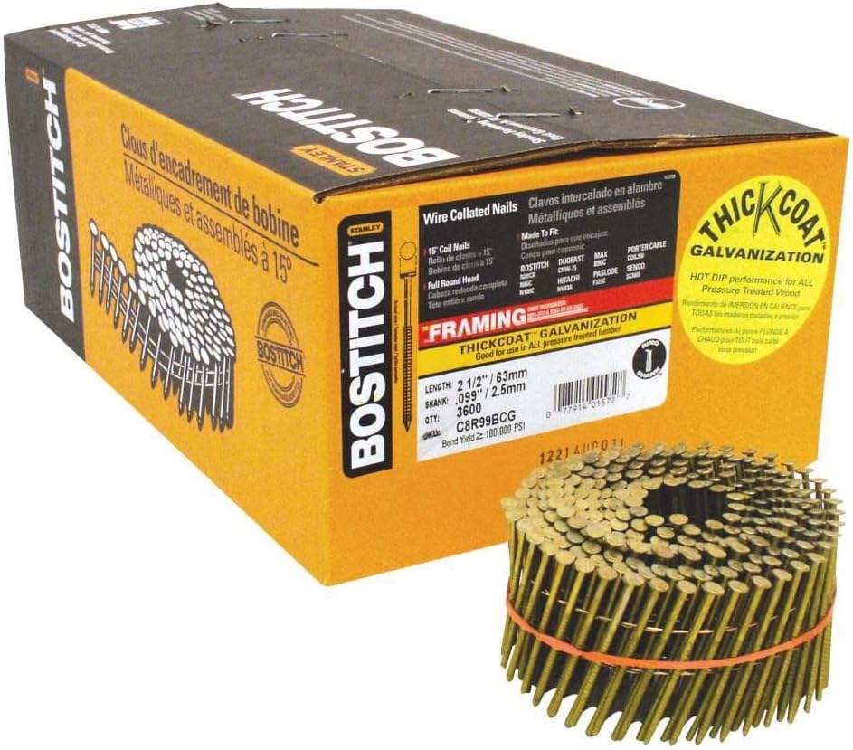 Bostitch 2-1/2 in 099 Ring Shank Galvanized Coil Framing Nail