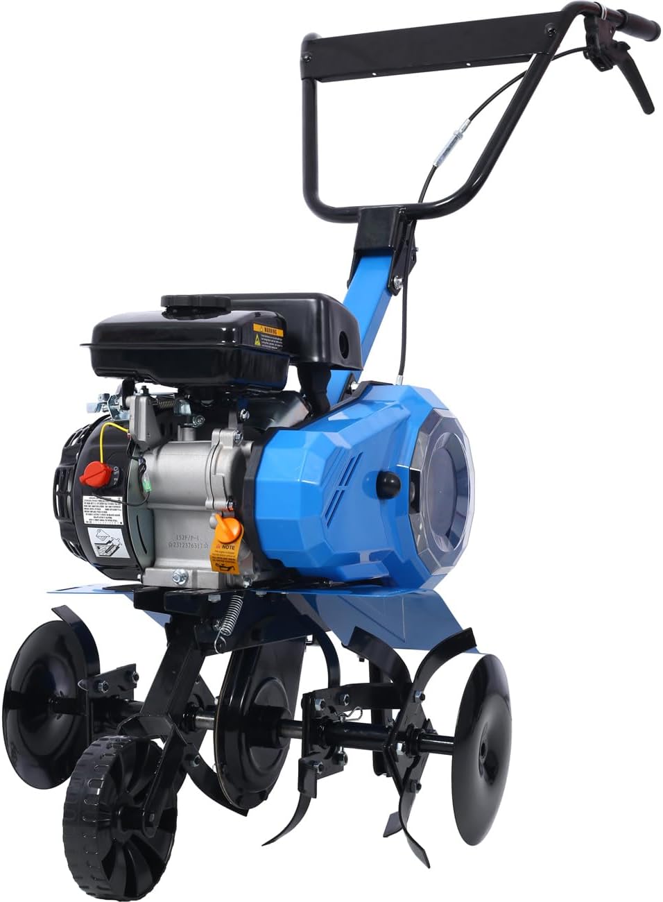 Gas-Powered 4-Cycle 2-in-1 Tiller and Cultivator, 78.5cc with Handle 18In Till Width, EPA (Blue-78.5cc)