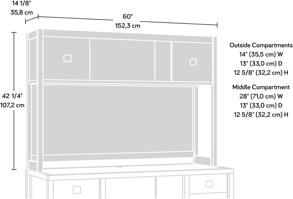 Sauder Cannery Bridge Commercial Office Hutch, Sindoori Mango Finish
