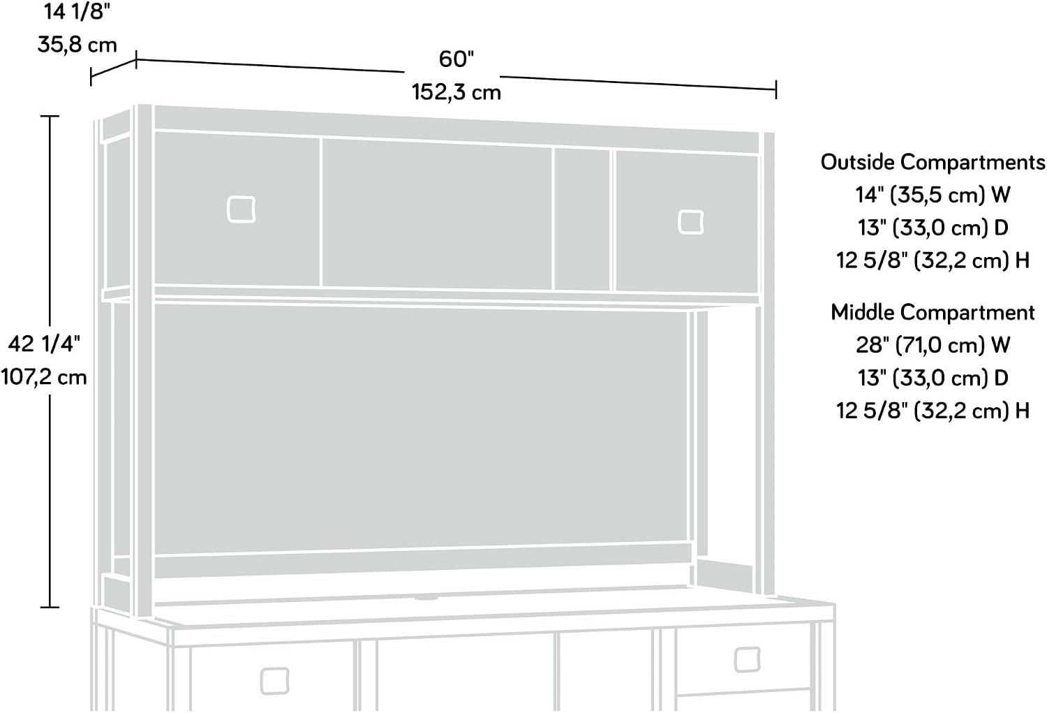 Sauder Cannery Bridge Commercial Office Hutch, Sindoori Mango Finish