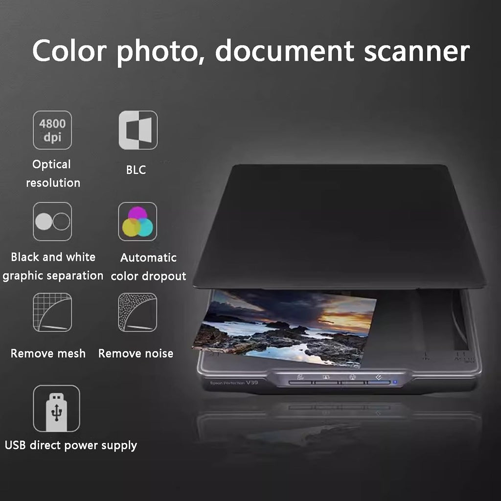A4 Large Format Flatbed Scanner, Document & Photo & Book Scanner, Frameless, Auto-Scan, 4800 Dpi Optical Resolution, 9.9sec Fast Scan Speeds
