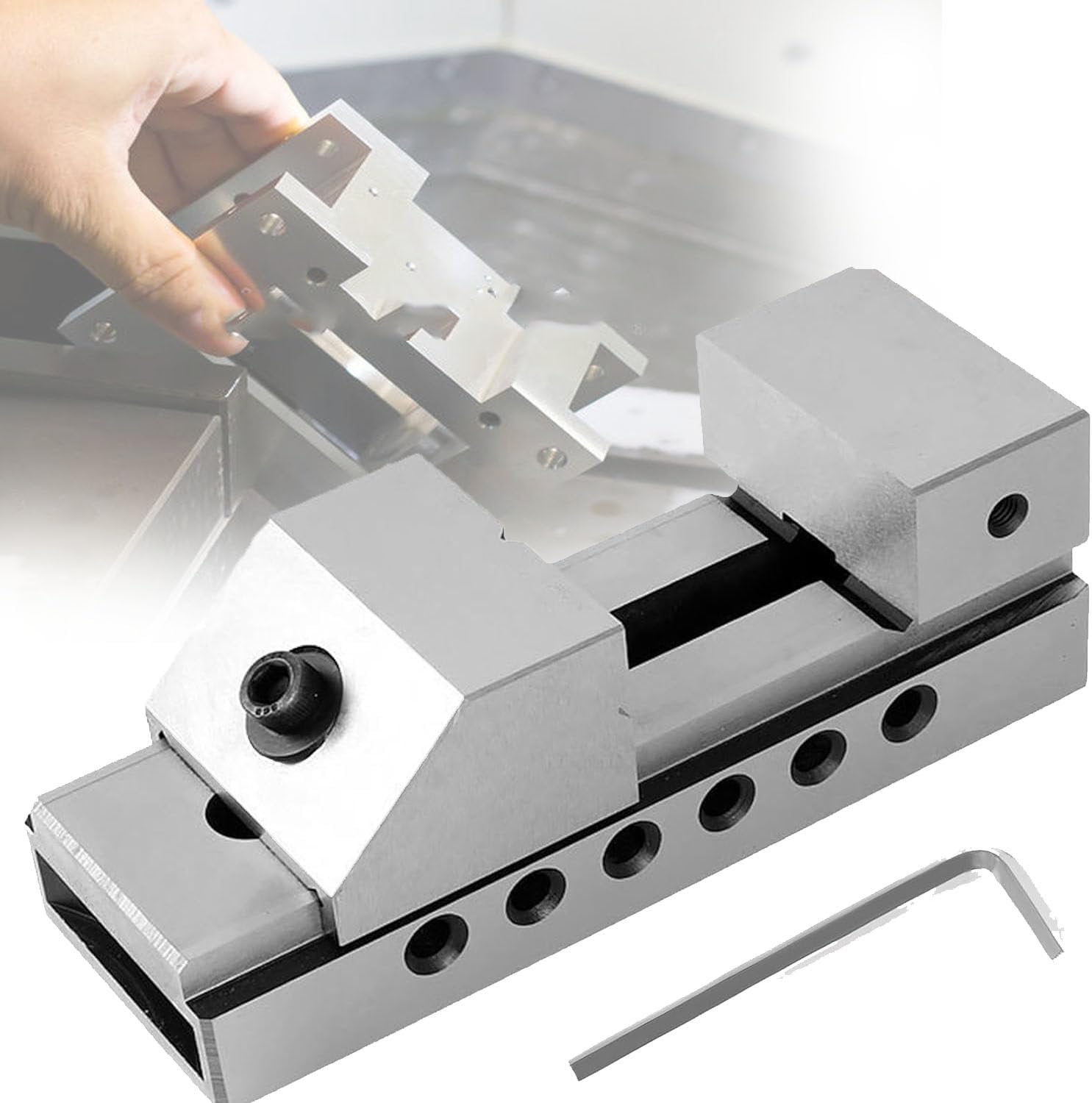 Industrial Clamping Vice Flat Clamp Vise, High Precision Milling Vice Accuracy, 0.005 Bench Clamp Vise, For Milling Drilling Machine And Precision Parts Finishing 3.5inch (5in)