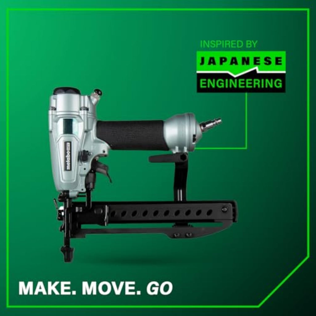 Metabo HPT PRO Finish Stapler, Pro-preferred Pneumatic Power Nailers, Finish Tool for Carpentry & Industrial Uses, All-Metal Key Component, 18 Gauge, 1/4' Crown Staples, Length 1/2' to 1-1/2', N3804A5