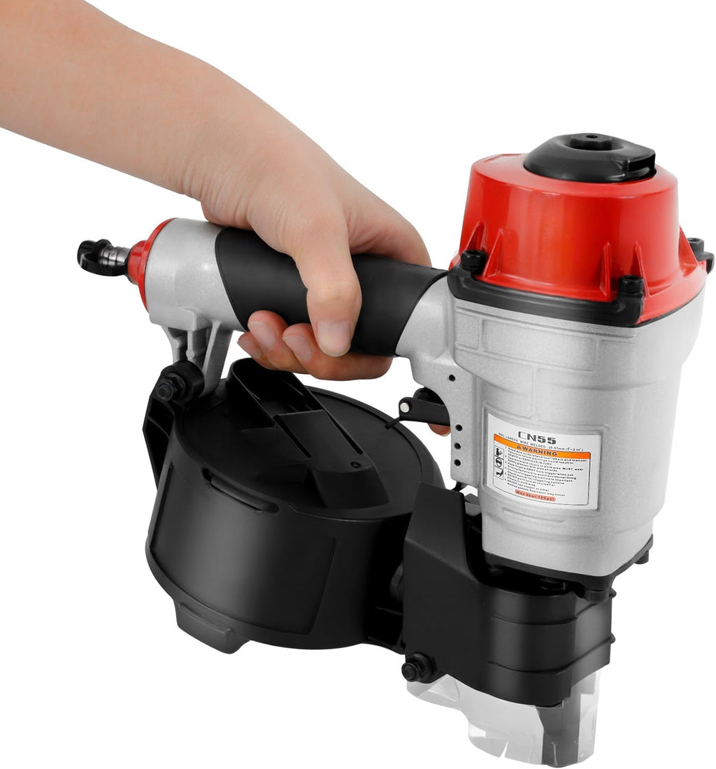 Pneumatic Nailer CN55, Professional Coil Nailer Max Fastener Length 2', Pneumatic Siding Nailer, Air Coil Nailer with Fast Fire Truck for Fast and Hard Woodworking, Pallets, Crates, Framing