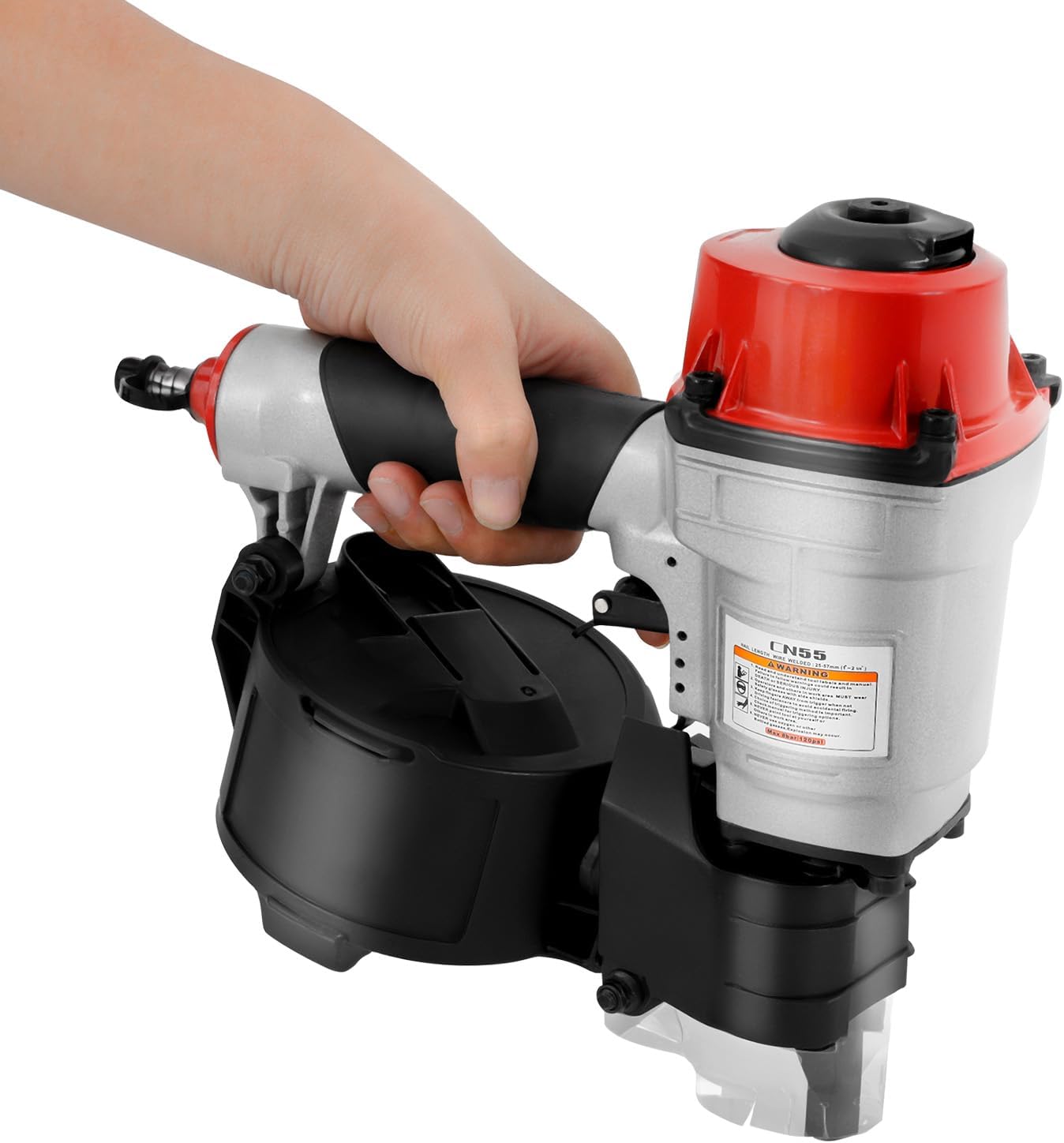 CN55 Industrial Pneumatic Siding Coil Nailer, Handheld Air Coil Nail Gun Tool, Pneumatic Nail Gun of 25-57mm for Woodworking Fences Plywood Furniture