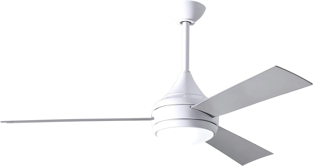 Matthews DA-WH-BS Donaire Outdoor Wet/Salt Water Rated 52' Marine-Grade Coastal Ceiling Fan with LED Light & Remote, Gloss White with Brushed Stainless
