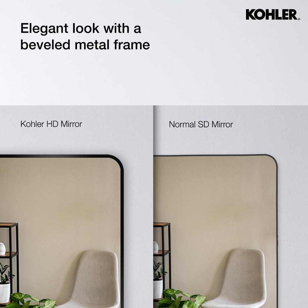Kohler 26052-BLL Essential Rectangular Bathroom Mirrors, Bathroom Mirrors for Over Sink, 22 in. W x 34 in. H, Matte Black