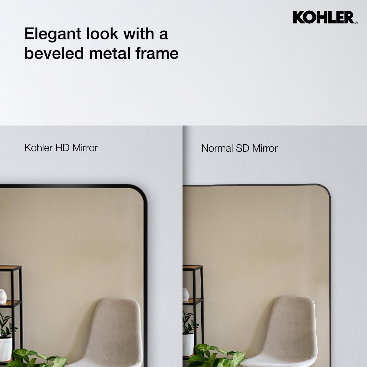 Kohler 26052-BLL Essential Rectangular Bathroom Mirrors, Bathroom Mirrors for Over Sink, 22 in. W x 34 in. H, Matte Black