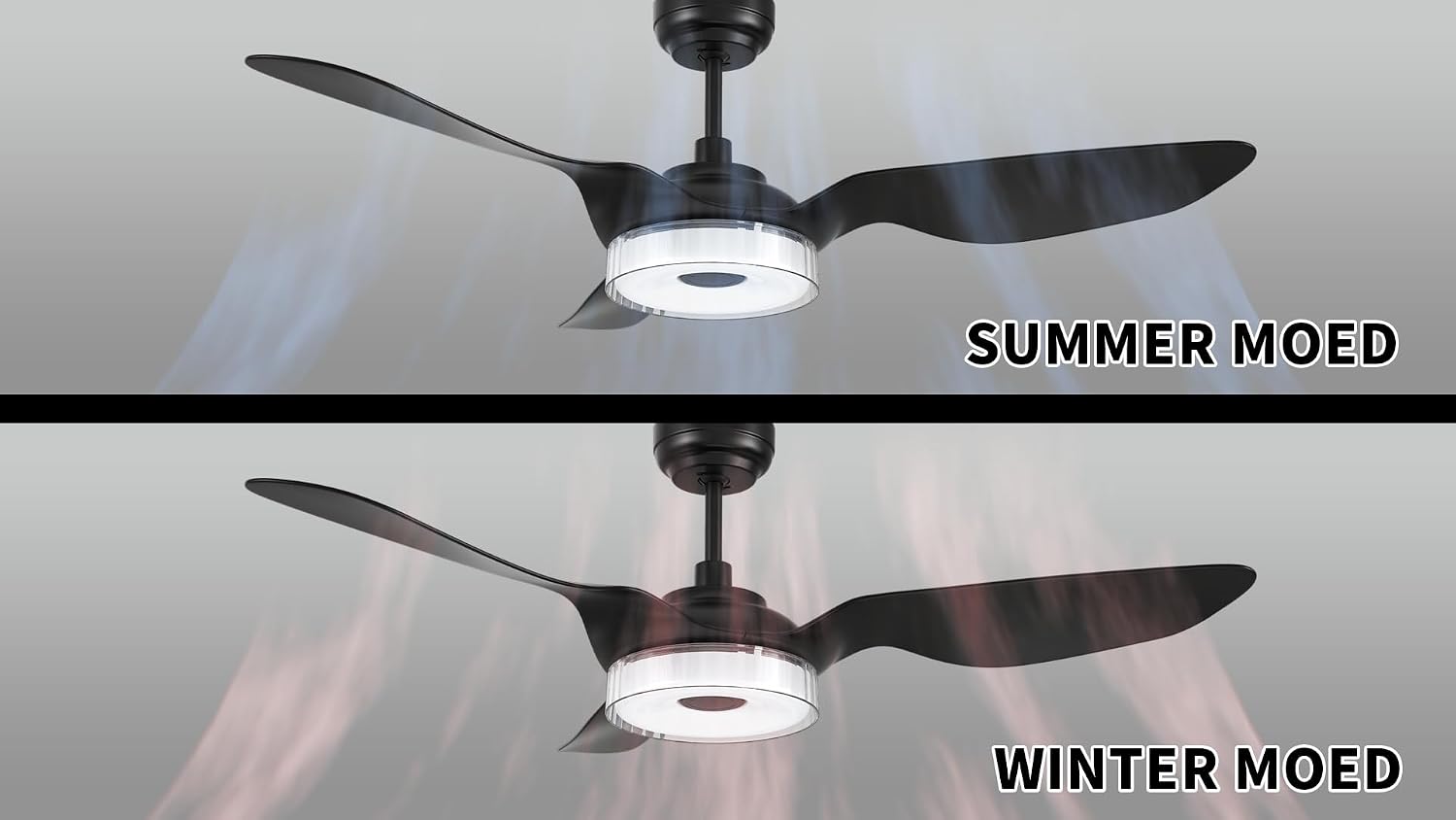 Carro 52' Ceiling Fan with Light and Remote, 10 Speeds Reversible Silent DC Motor Smart Ceiling Fan, 3 Light Colors Dimmable Indoor Outdoor, Compatible with Alexa, Siri & Google Home, Black