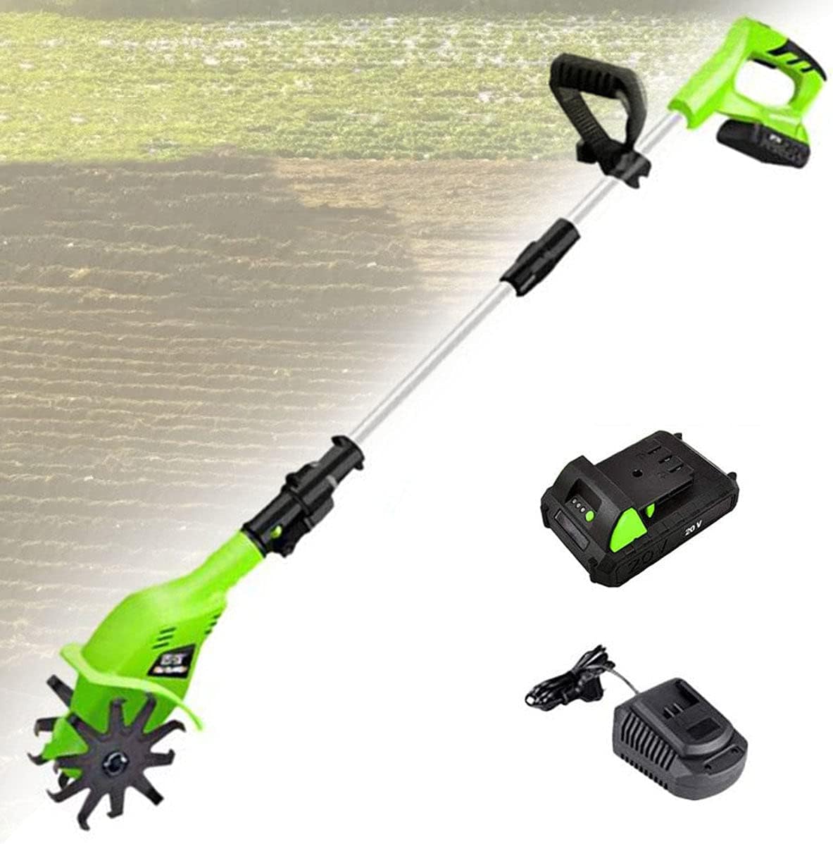 20V Garden Tiller, Tiller Rotavator,Cordless Rotavator, Handheld Electric Cordless 4000Mah Battery Powered, Soil Cultivator Gardening Tool Cultivation Machine,For The Garden, Vegetable Plots