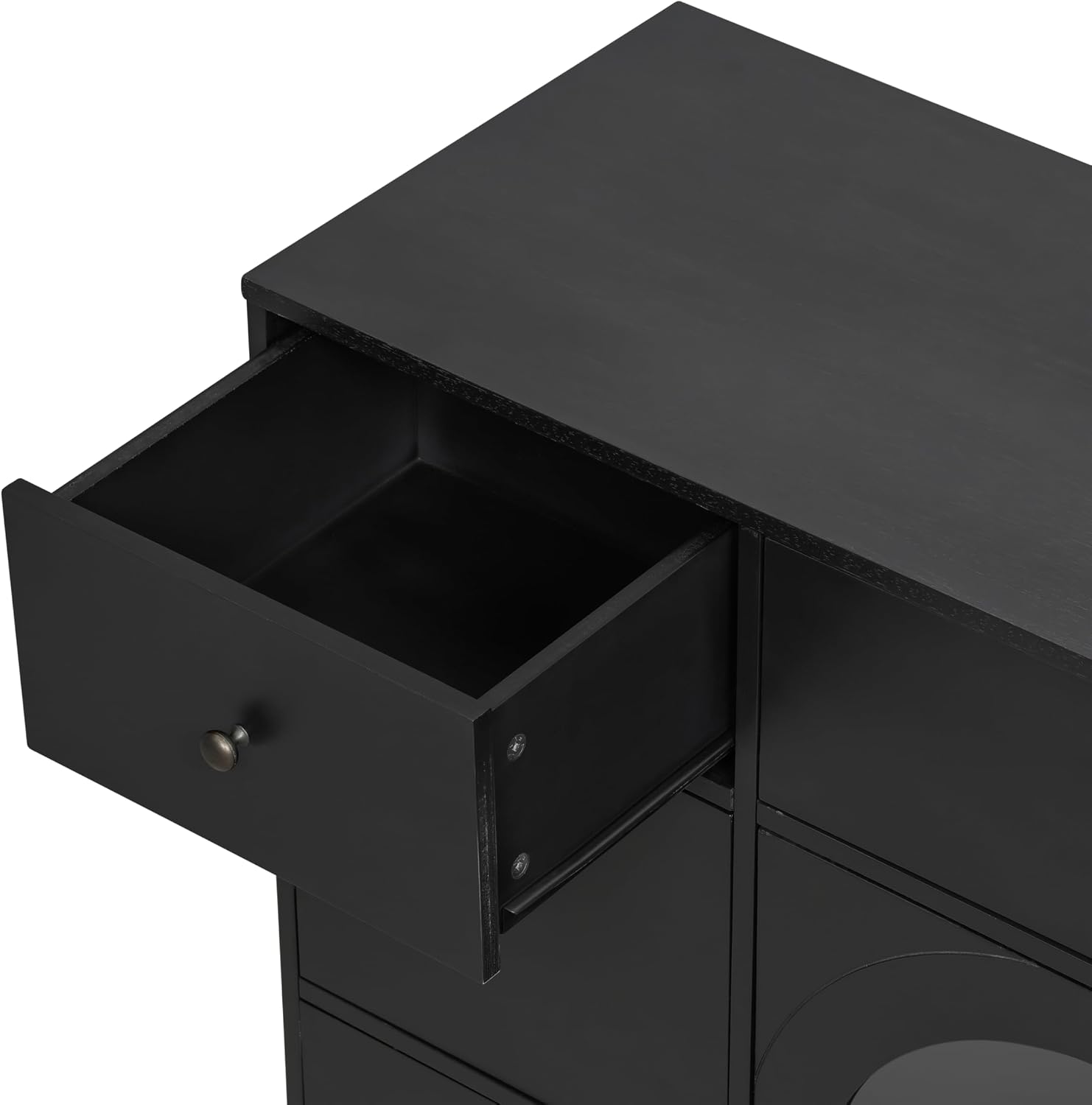 Christopher Knight Home Mia Modern Storage Cabinet with Doors and Drawers, Wooden Sideboard Cabinet with Adjustable Shelf, Freestanding Buffet Cabinet with Storage for Dining Room, Black