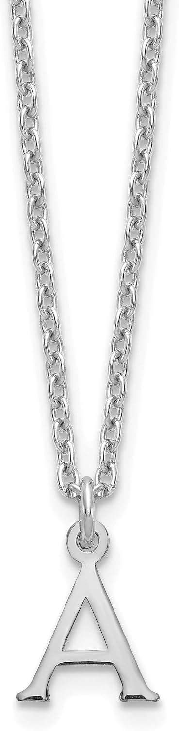 925 Sterling Silver Cutout Letter Initial Cable Chain Necklace (Length 18 in)