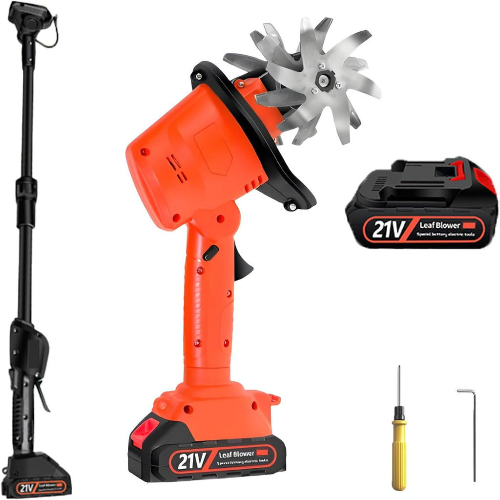 Cordless Handheld Cultivator, Garden Rotavator with 10cm Tilling Depth and 10cm Tilling Width, Electric Tiller with Battery, for Farm, Yard With1.3mExtension-1battery