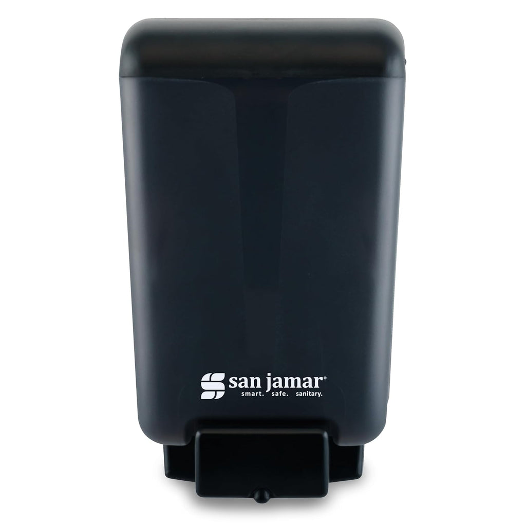 San Jamar Classic Soap Dispenser for Public Restrooms, Manual, Wall Mounted, Refillable, Plastic, 46 Ounce Capacity, Black Pearl (Pack of 6)