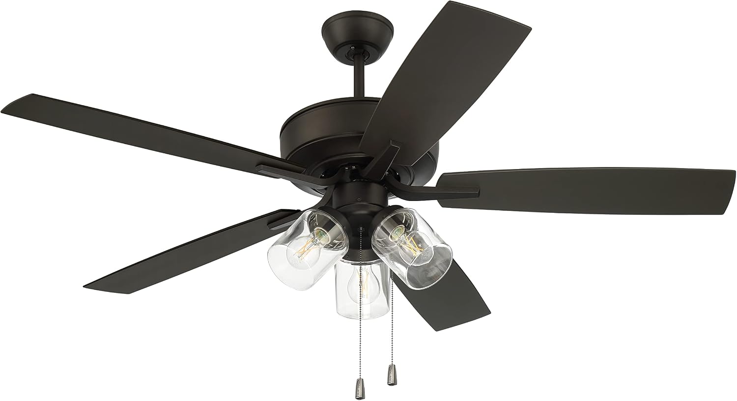 Craftmade 52' Outdoor Pro Plus OP104ESP5 Wet Rated Fan with Clear 3 Light Kit in Espresso with ABS Matte Espresso Blades
