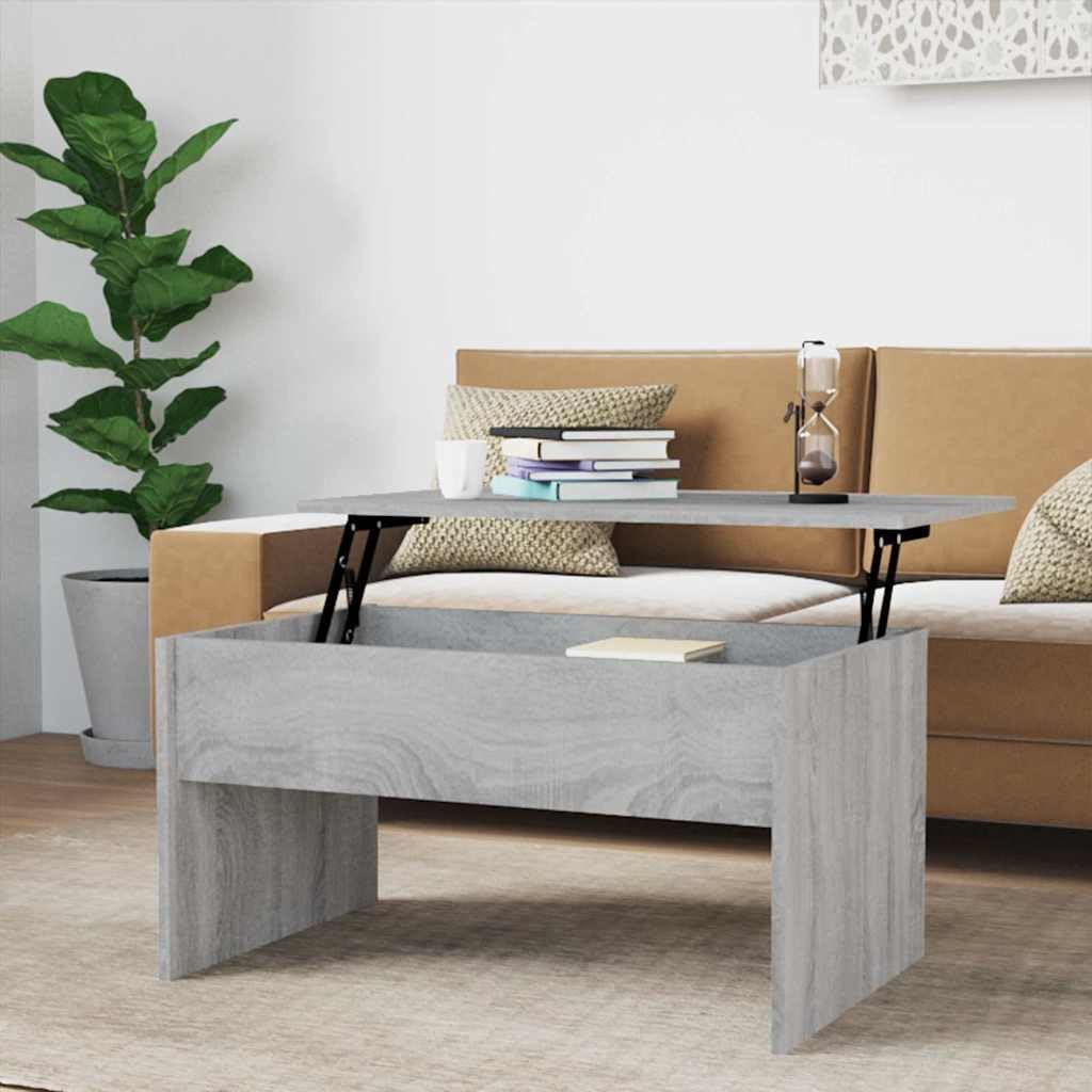Modern Coffee Table with Hidden Compartment, Lift Top Coffee Table for Home, Office, Gray Sonoma 31.5'x19.9'x16.3' Engineered Wood,-961