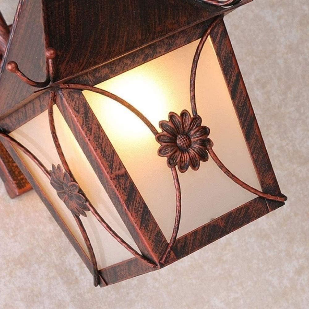 American Country Wall Lamp, Antique Industrial Wall Light Farmhouse Barn Rust Color Metal External Wall Spotlights Weatherproof Outdoor Landscape E27 Security Illumination