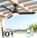 Orison 52' Outdoor Ceiling Fans with Lights and Remote Control,IP65 Wet Rated Waterproof Ceiling Fan with 6-Speed DC Motor, Farmhouse Gazebo Fan for Porch Patios Pavilion