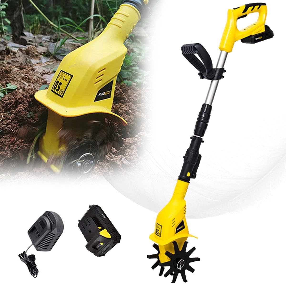 20V 4000Mah Electric Tiller Cultivator/Rotavator,Electric Cordless Hand Tiller Soil Cultivator,Gardening Tool Cultivation Machine for Allotment, Lawn, Garden