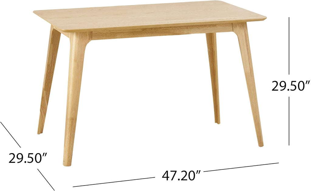 Christopher Knight Home Megann Mid-Century Wood Dining Set with Fabric Chairs, 5-Pcs Set, Natural Oak / Dark Grey