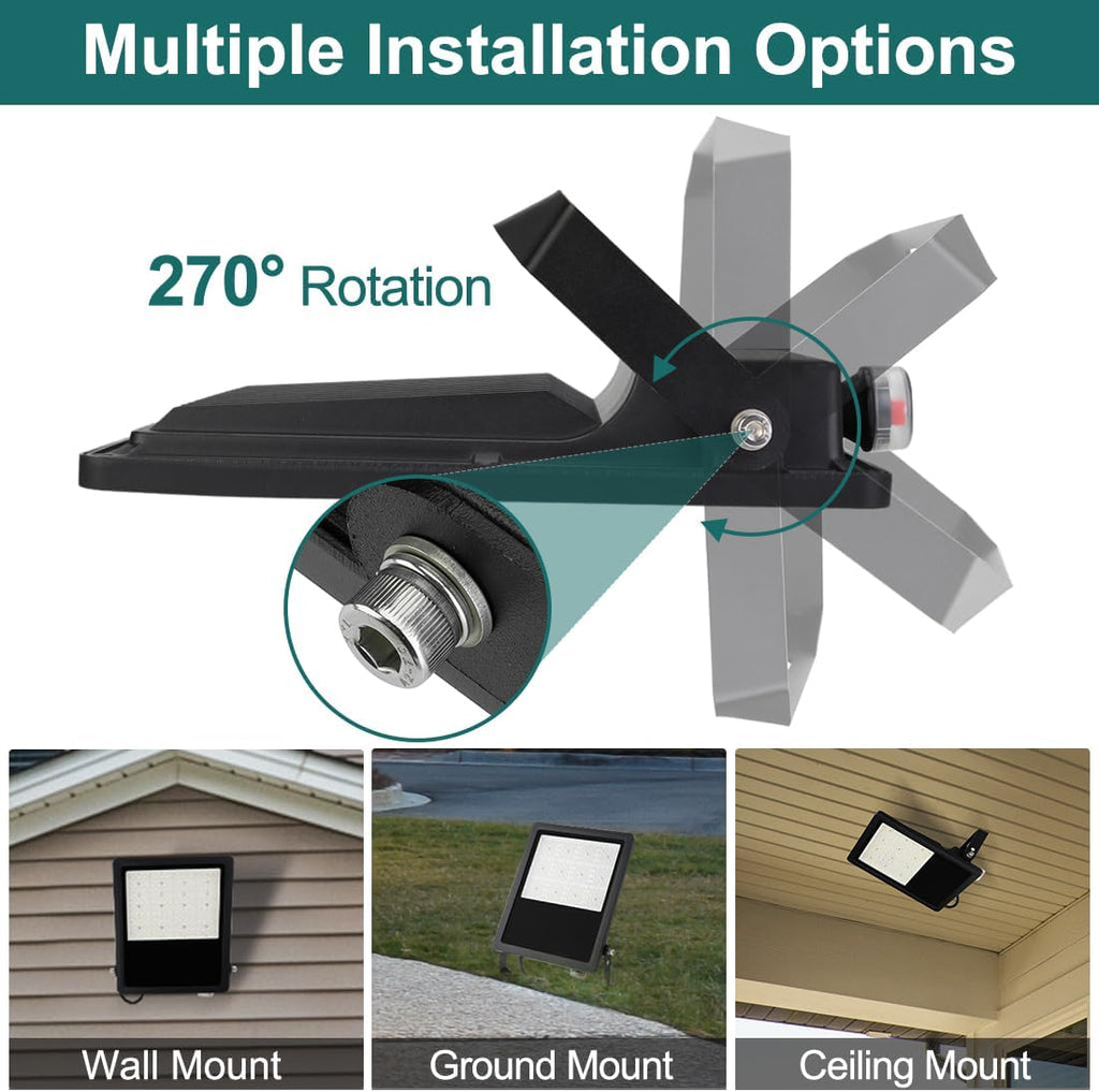 kadision LED Flood Light with 4 Selectable Wattage 200W/150W/100W/75W, Dusk-to-Dawn Photocell, 22000lm 5000K 100-277V IP66 Waterproof Trunnion Mount Outdoor Parking Lot Lights, ETL Listed (Pack of 4)
