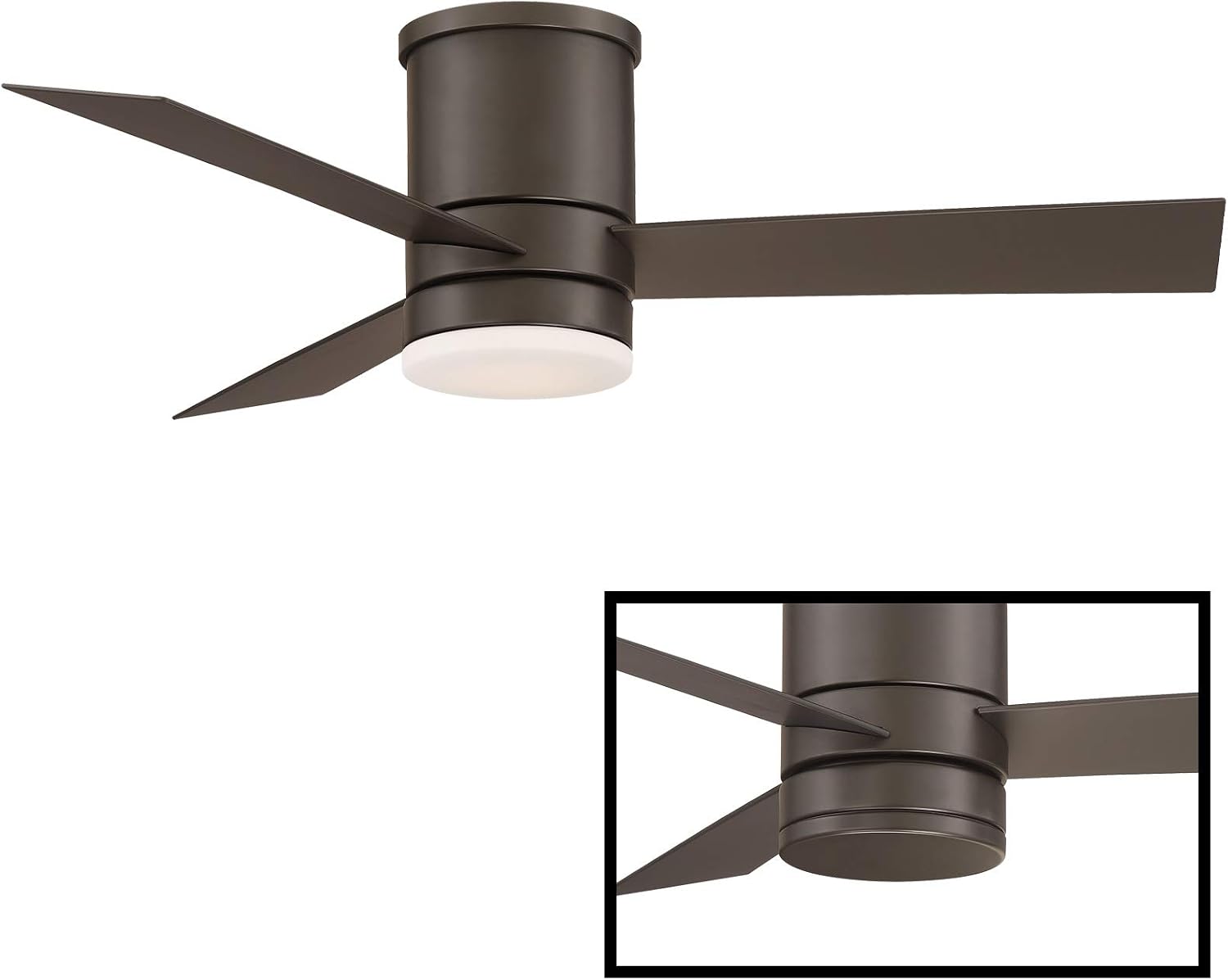 Axis Smart Indoor and Outdoor 3-Blade Flush Mount Ceiling Fan 44in Bronze with 3000K LED Light Kit and Remote Control works with Alexa, Google Assistant, Samsung Things, and iOS or Android App